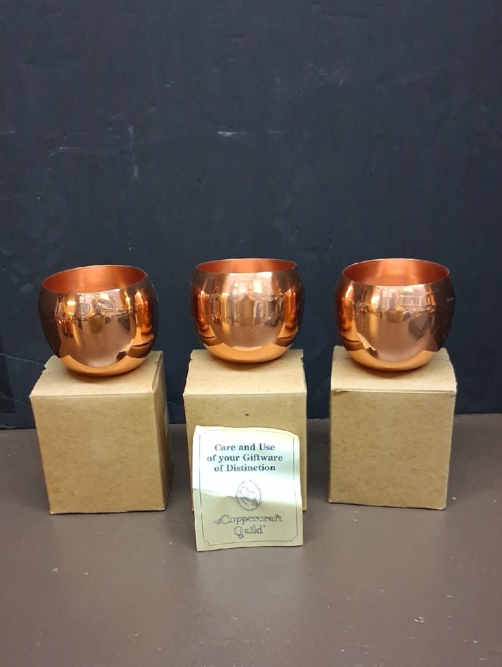 Vintage Coppercraft Guild "Roly Poly" copper cups (3)